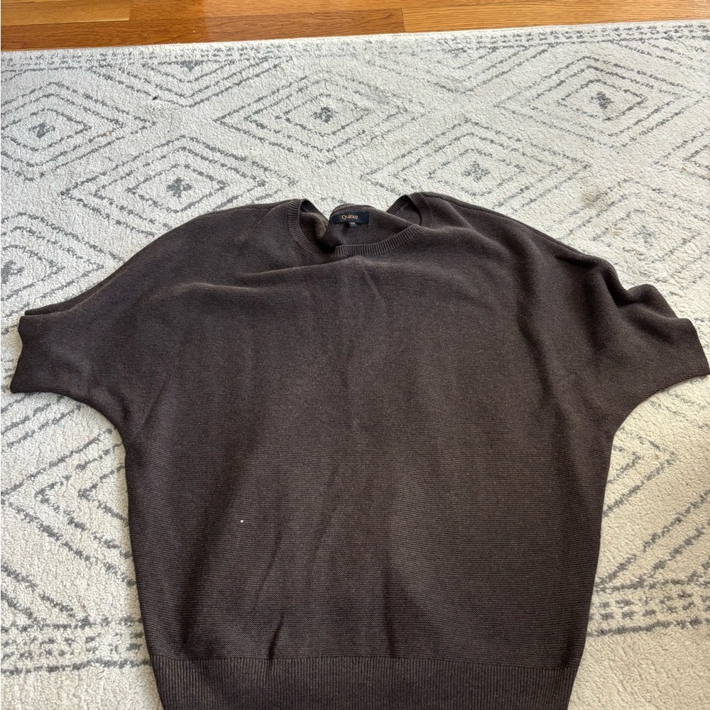 Quince Dark Brown Crewneck Sweater